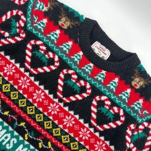 Merry Christmas Sweater Small Mens Ugly Holiday Fair Isle‎ Reindeer Tree